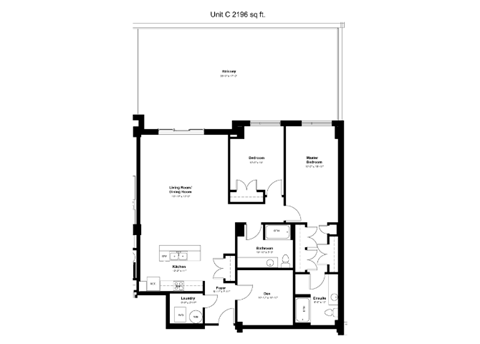 Floor plan for 2 beds, 2 baths, 1414 sqft